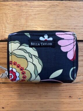Bella Taylor Black Floral Zip Wallet